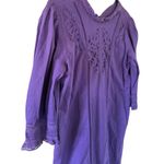 Farm Rio NEW  Anthropologie Dasha Purple Embroidered Crochet Mini Tunic Dress Photo 4