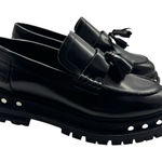 Free People  Teagan Tassel Loafers Black Leather Studded Size 7.5 Photo 0