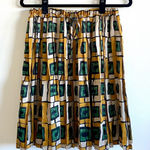 Joe Fresh  Pleated Geometric Square Patterned Elastic Waist A-Line Skirt XS Photo 0