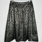 Gianni Bini Skirt Womens A-Line Below-Knee Black Gold Metallic Sz L Photo 0