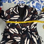 Cache  Blazer Jacket Small Abstract Print Fitted Side Laced‎ Up Brown Black Ivory Photo 11