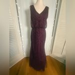 Papell Studio Beaded Art Deco Gown Plum Evening Dress Size 12 Mother of Bride Purple Photo 8