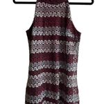 Candie's Lace Mesh DRESS Juniors MED Burgundy White Floral Stripe Collar Neckline Photo 8