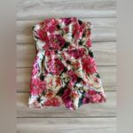 EXPRESS  Satin Floral Strapless Tie Waist Romper Pink Size 12 NWOT Photo 3