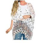 Urban Outfitters  Ecote cream Boho Western White Paisley Kimono Shawl Photo 3