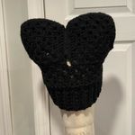 Handmade Crochet Cat Animal Ear Beanie Hat Cozy Ribbed Brim Stretch Winter Hat Photo 2