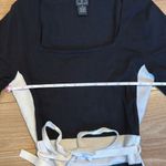 inc international concepts black and white tie at the waist long sleeve top size Size M Photo 2