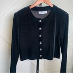 Jessica Howard Black Velvet Long Sleeve Cropped Cardigan Sweater Size Medium Photo 3