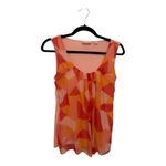 Pink Orange Abstract Sleeveless Blouse | Vacation Resort Wear Summer Tank Top S Photo 1