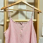 Plaid Pastel Pink Slip On Mini Dress with Decorated Straps and Neckline Size L Photo 4