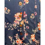 J.Jill Dress S Navy Floral Print Belted Midi Short Sleeve V Neck Romantic Photo 6