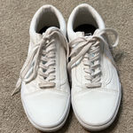  White Leather Old Skool Vans Size 6.5 Photo 0