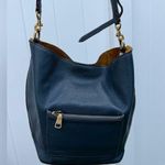 Coach Pebbled Leather Duffle Shoulder Bag 50115 Twist Lock Blue Hobo Crossbody L Photo 1