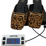 Sam Edelman  Leopard Print Calf Hair Mules Square Toe Horsebit Buckle Heels 8.5 Photo 7