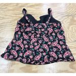 Lands' End  Swim Top Tankini Womens Black Paisley Underwire Built in Bra Size 18W Photo 1