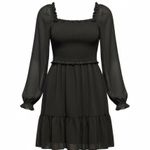 Wilfred Aritzia Tempest Mini Dress Black Smocked Bodice Tiered Chiffon Small Photo 0