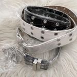 Korean style leather double hole belt black with chain fashion white belt Photo 2
