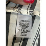 Loft  White Black Striped Short Sleeve Blouse - Small Photo 6