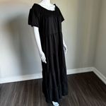 Smock Tiered Maxi Dress With Side Pockets Black Size XL Photo 2