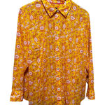 Talbots  Women Top 2XP Yellow‎ Bright Floral Paisley Button Up Preppy Resort Photo 0