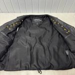 Unik Vintage Motorcycle Black Leather Vest with Unique Pins Size L Size L Photo 9