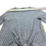 Gibson  Tie Front Cozy Fleece Pullover Top Gray Ivory Stripe Size M Minimalist Photo 9