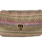 JustFab  Women's Multicolor Rainbow Striped Raffia Crossbody Shoulder Handbag OS Photo 2