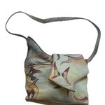 Vintage Magnifique Painted Peacock Art Leather Butterfly Floral Shoulder Bag White Photo 0