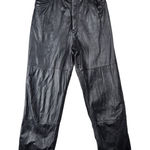 Vintage Womens Black 100% Genuine Leather Pants Korea Size 12 Photo 0