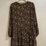 ZARA Black Floral Front Tie Long Sleeve Midi Shift Dress Sz M Photo 7