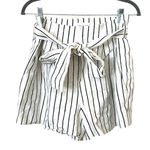 Saylor Linen Striped High Waist Shorts with Belt Sz M Photo 0