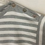 Anne Klein Gray & White Striped Top Button Shoulders Drawstring Hem Size 1X Photo 7