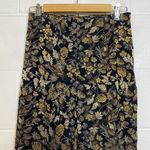 Dana Buchman Metallic Gold Black Floral Bird Straight Leg Pants Size 4 Photo 1