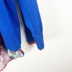 Investments Blue Floral Accents Long Sleeves V-Neck Shirttail Sweater, Size 1X Photo 4