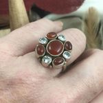 Sterling Carnelian and CZ sterling silver ring 8 Orange Photo 3