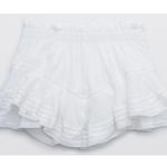 Aerie White Denim Size Small elastic waist flounce mini skirt NWT Photo 4