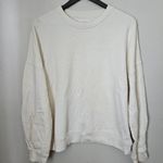 Caes Sweatshirt Ivory Cream White Crewneck Neutral Casual Organic Cotton Pleated Size M Photo 11