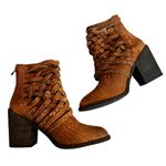 Free People  Carrera Braided Woven Leather Boot Vintage Tan Distress Photo 1