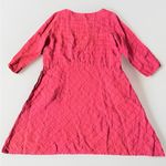 LISA BAYNE Red Grid 100% Linen Pullover Dress Kaftan Size XL Lagenlook Pockets Photo 1