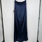 Lulus  Women Memorable Entrance Navy Blue Strapless Satin Maxi Dress Size XL Photo 5