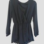 Astr The Label Black Roseanne Long Sleeve Shorts Romper M crochet lace trim NWOT Size M Photo 3