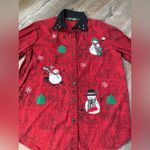 VTG Lemon Grass Festive Embroidered Red Snowman Button Photo 1