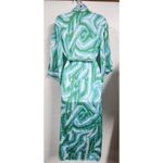 Diane Von Furstenberg DVF Target  Long Satin Disco Zebra Green Robe Size 2XS Photo 4