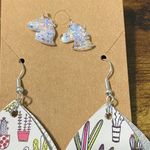 None Unicorn Studs Succulent Plant Dangle Earrings Foil‎ Photo 2