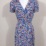 Sézane Sezane Anastasia Blue Poppy Floral Wrap Dress Lined Summer Mini Dress 34 US 2 XS Photo 0
