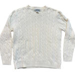 Cabin creek  Women's White Crew knit 100% cotton Sweater Size L Photo 0