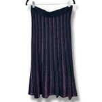 Nanette Lepore  Very Black Le Rouge Silver Sparkle Pleated Midi Knit Swing Skirt Photo 2