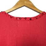 NWT Quacker Factory Coral Sequin Knit Top XL Keyhole Dopamine Dressing Statement Orange Photo 6