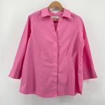 Foxcroft Women 14W Pink Heritage Non Iron Fitted Cotton Hidden Button Down Shirt Photo 0