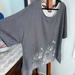 Oversized Dandelion Graphic Tunic XL, Boho Neutral Flowy Blouse Gray Photo 2